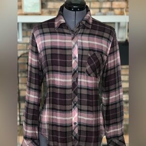 Workshop Republic Clothing Lovely Plum and Mauve Plaid Button Down Shirt.